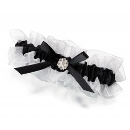 Lillian Rose Black and White Satin Rhinestone Garter.jpg