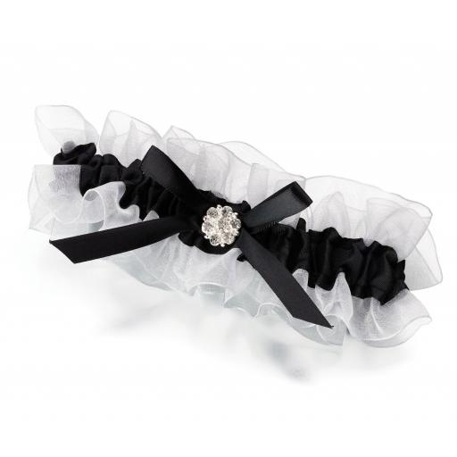 Lillian Rose Black and White Satin Rhinestone Garter.jpg