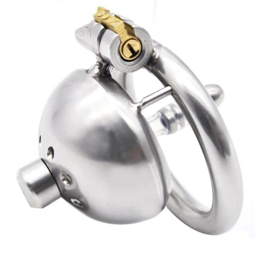 Small Male Chastity cage. Stainless steel, optional urethral catheter.