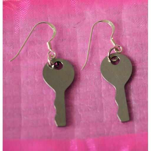 Key Earrings. On 925 Sterling Silver earhooks.