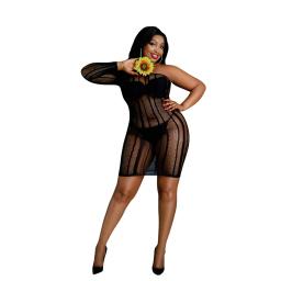 Moonlight Black Stripe Mini Dress Plus Size (1).jpg