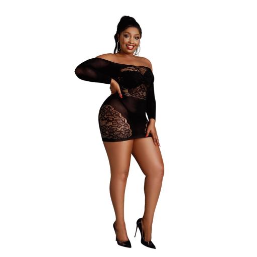 Moonlight Off the Shoulder Black Mini Dress Plus Size (1).jpg