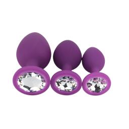 Toosh Silicone Butt Plug Purple Set of 3 Clear Stone (4).jpg