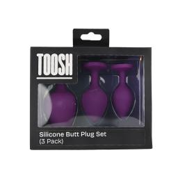 Toosh Silicone Butt Plug Purple Set of 3 Clear Stone (7).jpg