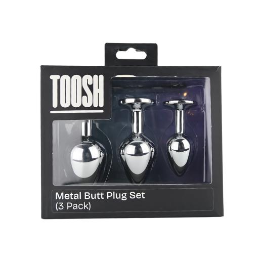 Toosh Metal Butt Plug Silver Set of 3 Clear Stone (7).jpg