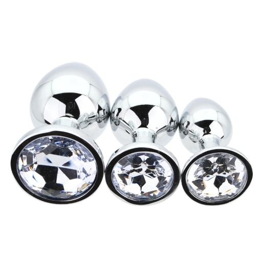 Toosh Metal Butt Plug Silver Set of 3 Clear Stone (3).jpg
