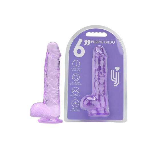 6 Inch Dildo with Balls Purple