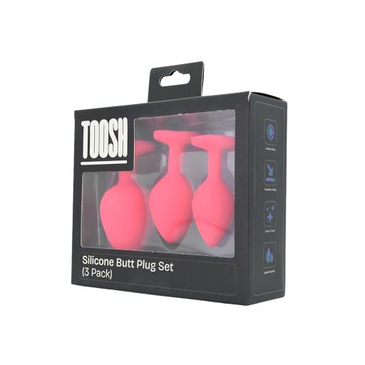 Toosh Silicone Butt Plug Pink Set of 3 Clear Stone (10).jpg