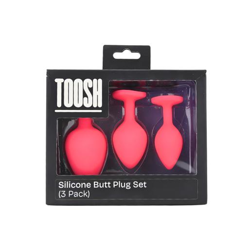 Toosh Silicone Butt Plug Pink Set of 3 Clear Stone (8).jpg
