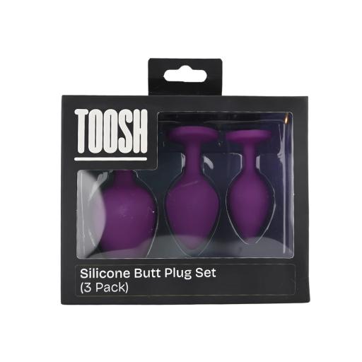 Toosh Silicone Butt Plug Purple Set of 3 Clear Stone (7).jpg