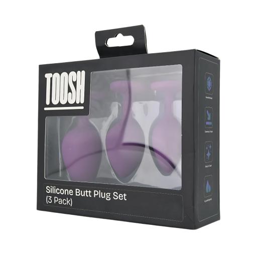 Toosh Silicone Butt Plug Purple Set of 3 Clear Stone (9).jpg