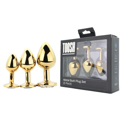 Toosh Metal Butt Plug Gold Set of 3 Clear Stone (10).jpg