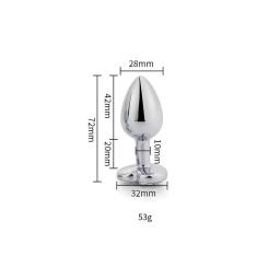 Toosh Heart Shaped Silver Butt Plug with Red Stone Small (1).jpg