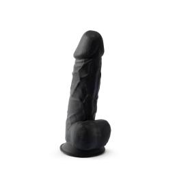 SilexD 8.5 inch Realistic Silicone Dual Density Girthy Dildo with Suction Cup with Balls Black (1).jpg