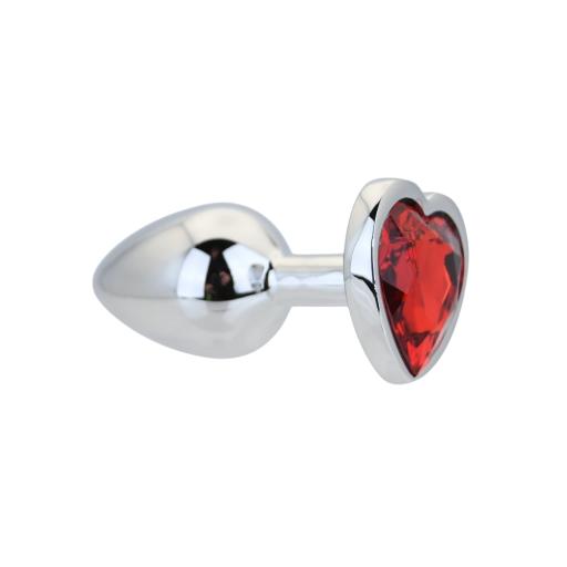 Toosh Heart Shaped Silver Butt Plug Small with Red Stone – Jewelled Anal Toy