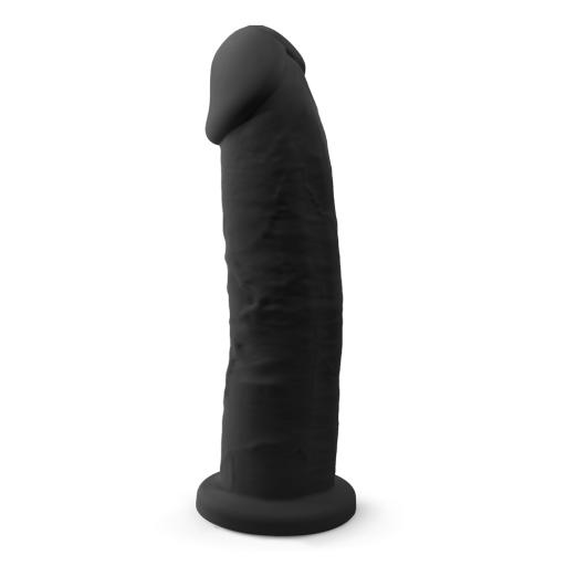 SilexD 9 Inch Black Realistic Girthy Dual Density Silicone Dildo with Suction Cup