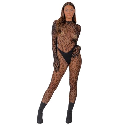 Lace by LJ Gloved Leopard Print Catsuit Black (2).jpg
