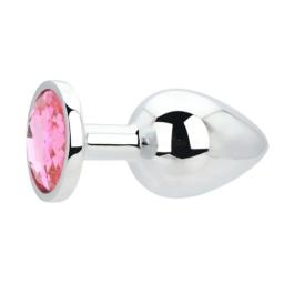 Toosh Silver Metal Butt Plug Large Pink Stone (1).jpg