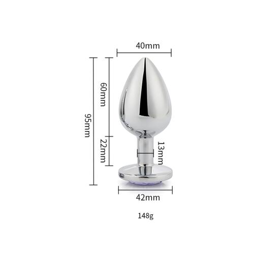 Toosh Silver Metal Butt Plug Large Pink Stone (3).jpg