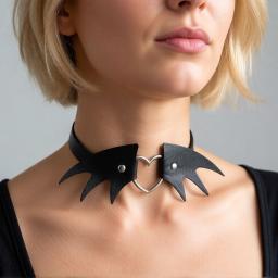Vegan Leather Choker Heart Bat Wings Design  (2).jpg