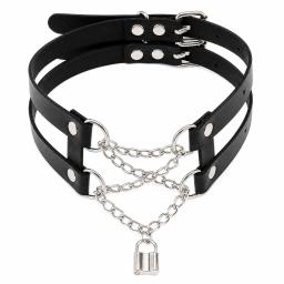 Vegan Leather Choker Chain Lock Design  (2).jpg