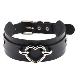 Vegan Leather Choker Bound Heart Design.jpg
