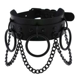 Vegan Leather Choker With Black Rings and Chain Design  (2).jpg