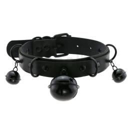 Vegan Leather Choker With Black Rings & Bells  (2).jpg