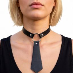 Vegan Leather Choker Necktie Design on model.jpg