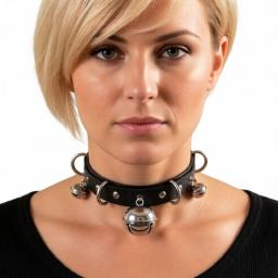 model wearing collar with rings and bells.jpg