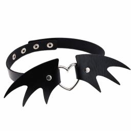 Vegan Leather Choker Heart Bat Wings Design  (1).jpg