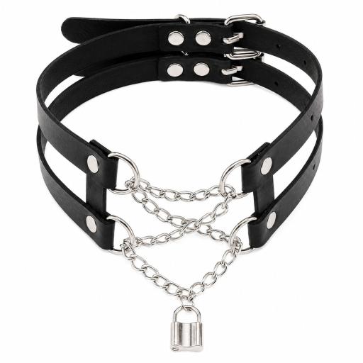 Vegan Leather Choker Chain Lock Design  (2).jpg