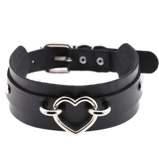 Vegan Leather Choker Bound Heart Design.jpg