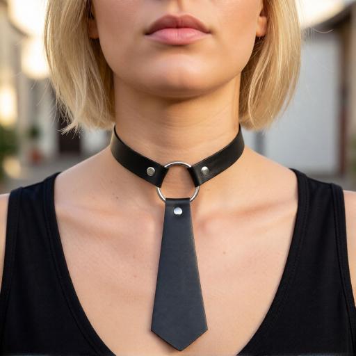 Vegan Leather Choker Necktie Design on model.jpg