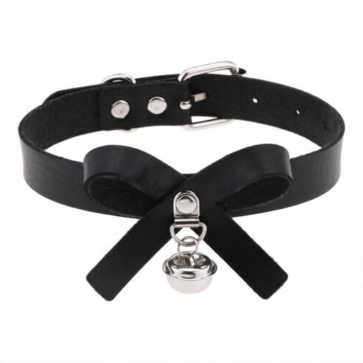 Vegan Leather Choker Bow Knot Bell Design  (1).jpg