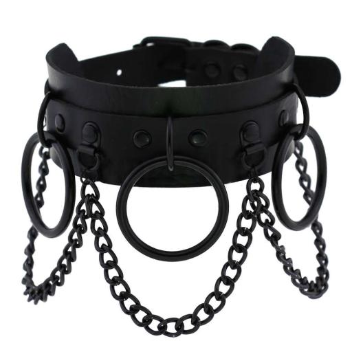 Vegan Leather Choker With Black Rings and Chain Design  (2).jpg