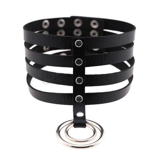 Vegan Leather Choker 4 Row Cage Design.jpg