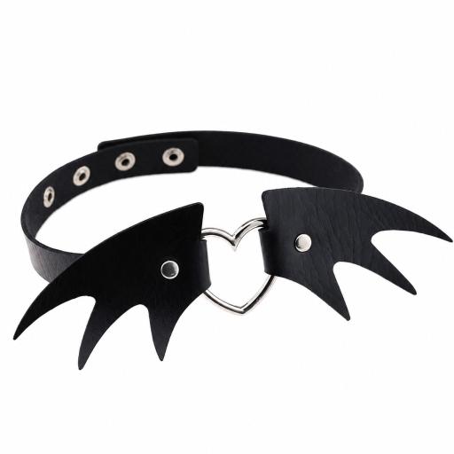Vegan Leather Choker Heart Bat Wings Design  (1).jpg